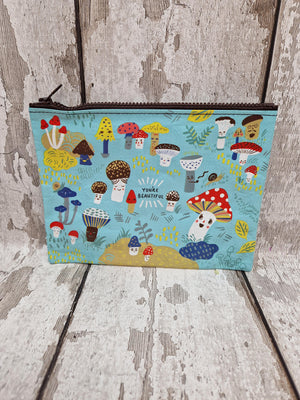 Blue Q - Zipper Pouch - CUTE LIL' MUSHROOMS