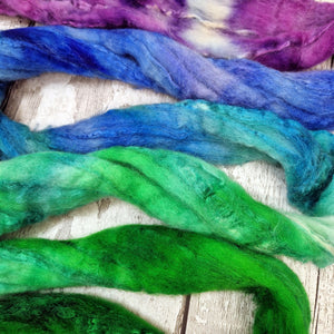 Bluefaced Leicester and tussah silk wool top - Hand dyed - 100g (3.5oz) - ENCHANTMENT