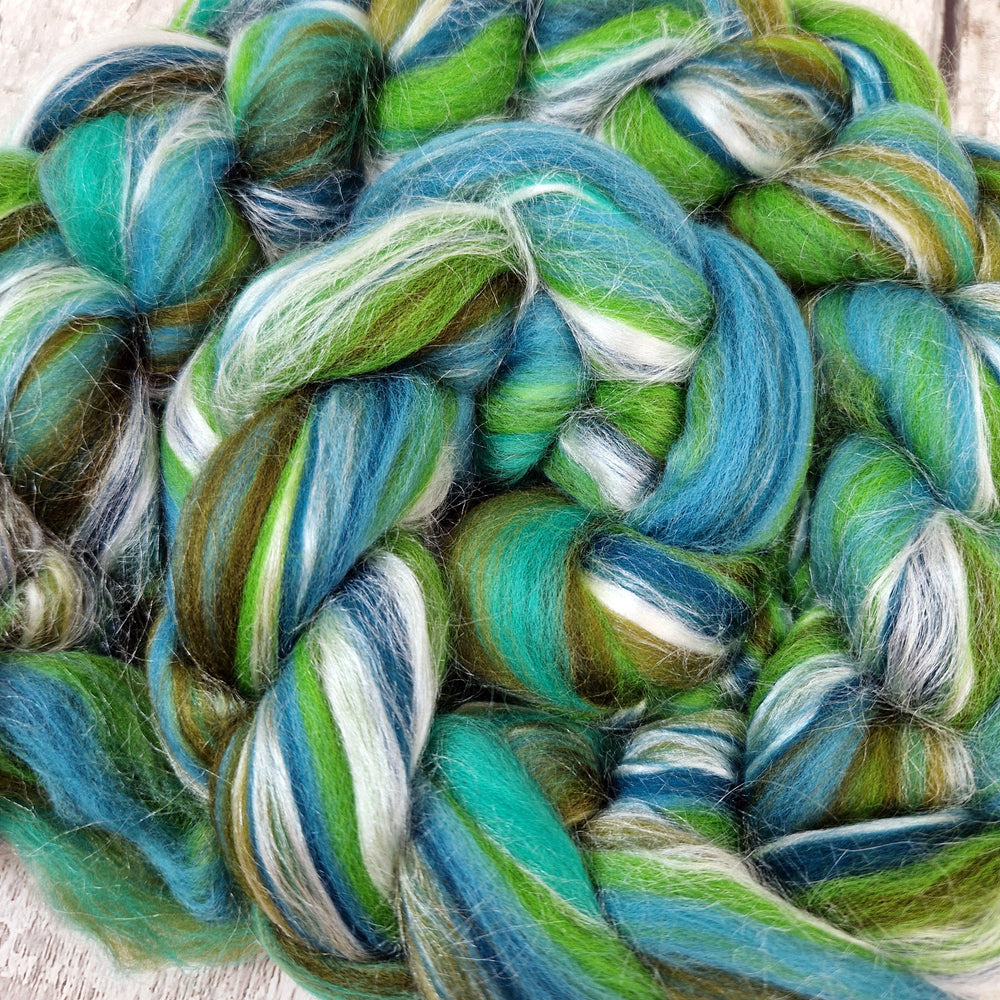 Blended top - 100g (3.5oz) - 21 micron Merino wool and tussah silk - BAYOU