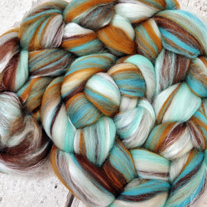 Blended top - 100g (3.5oz) - 21 micron Merino wool and tussah silk - TANAGER