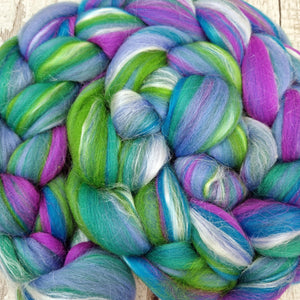 Blended top - 100g (3.5oz) - 21 micron Merino wool and tussah silk - ENCHANTMENT