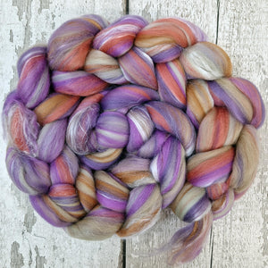 Blended top - 100g (3.5oz) - 21 micron Merino wool and tussah silk - HEATH