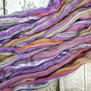 Blended top - 100g (3.5oz) - 21 micron Merino wool and tussah silk - HEATH