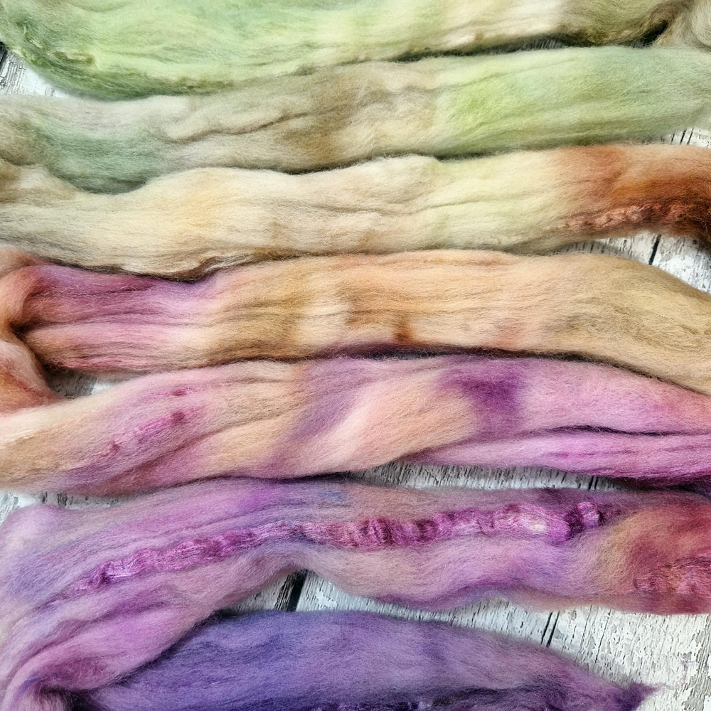 Merino and tussah silk wool top - Hand dyed - 100g (3.5oz) - HEATH