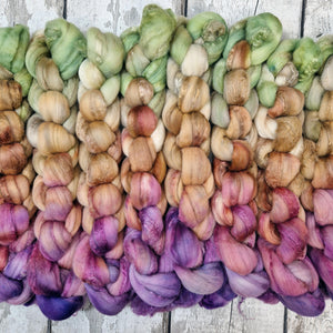 Merino and tussah silk wool top - Hand dyed - 100g (3.5oz) - HEATH