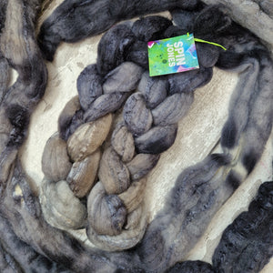 Bluefaced Leicester and tussah silk wool top - Hand dyed - 100g (3.5oz) - SILENT MOVIE