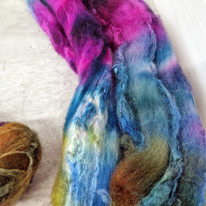 Bluefaced Leicester and tussah silk  - Hand dyed - 100g (3.5oz) - BLUEBERRIES