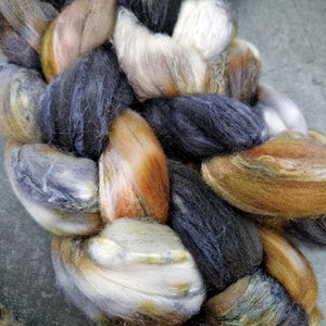 Merino and tussah silk wool top - Hand dyed - 100g (3.5oz) - MUDLARK