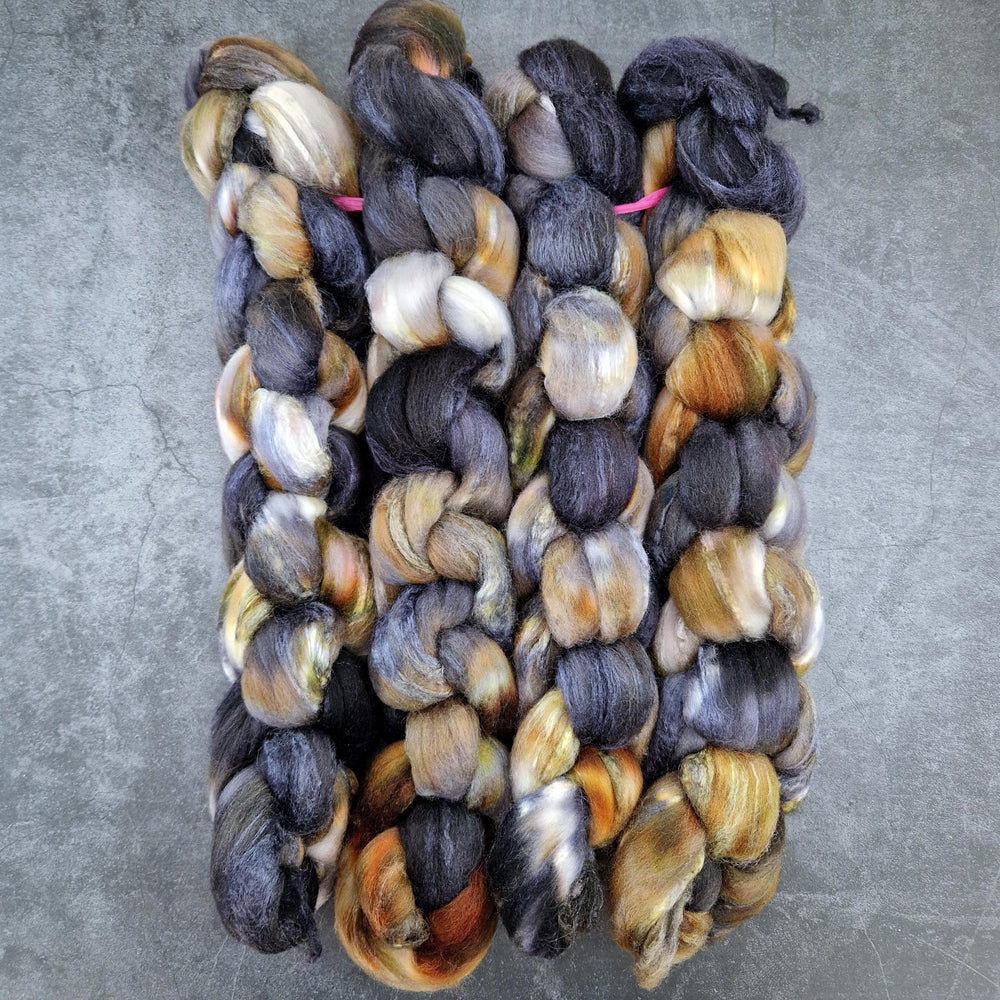 Merino and tussah silk wool top - Hand dyed - 100g (3.5oz) - MUDLARK