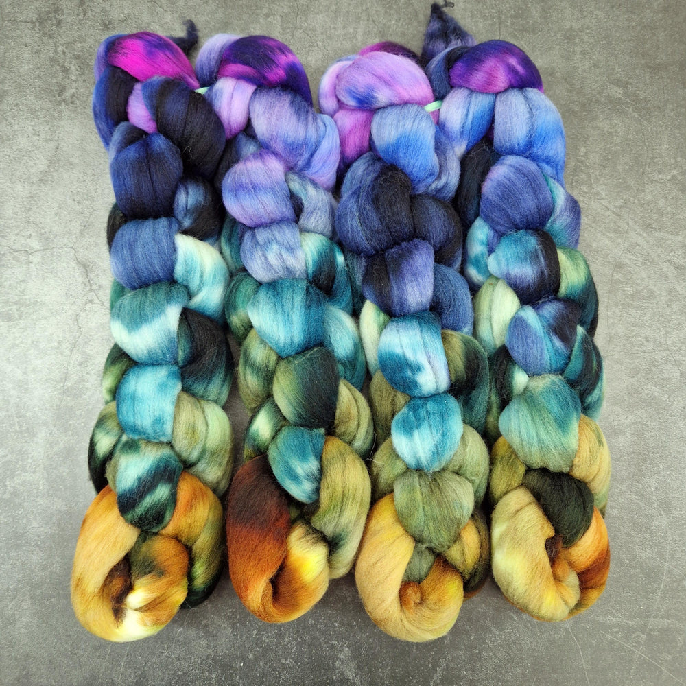 Rambouillet wool - Hand dyed - 100g (3.5oz) - MIDNIGHT GARDEN