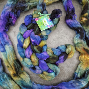 Merino and tussah silk wool top - Hand dyed - 100g (3.5oz) - ARCANA