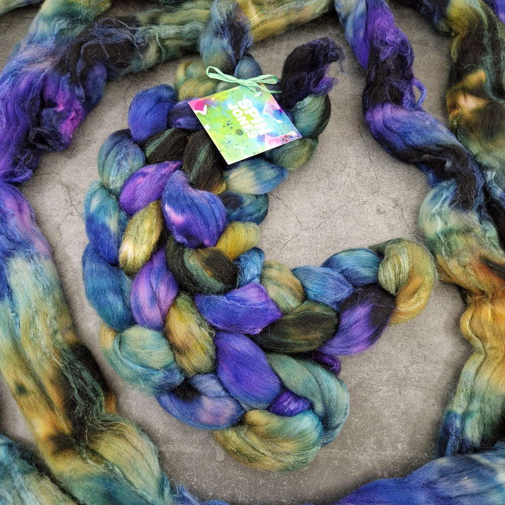 Merino and tussah silk wool top - Hand dyed - 100g (3.5oz) - ARCANA