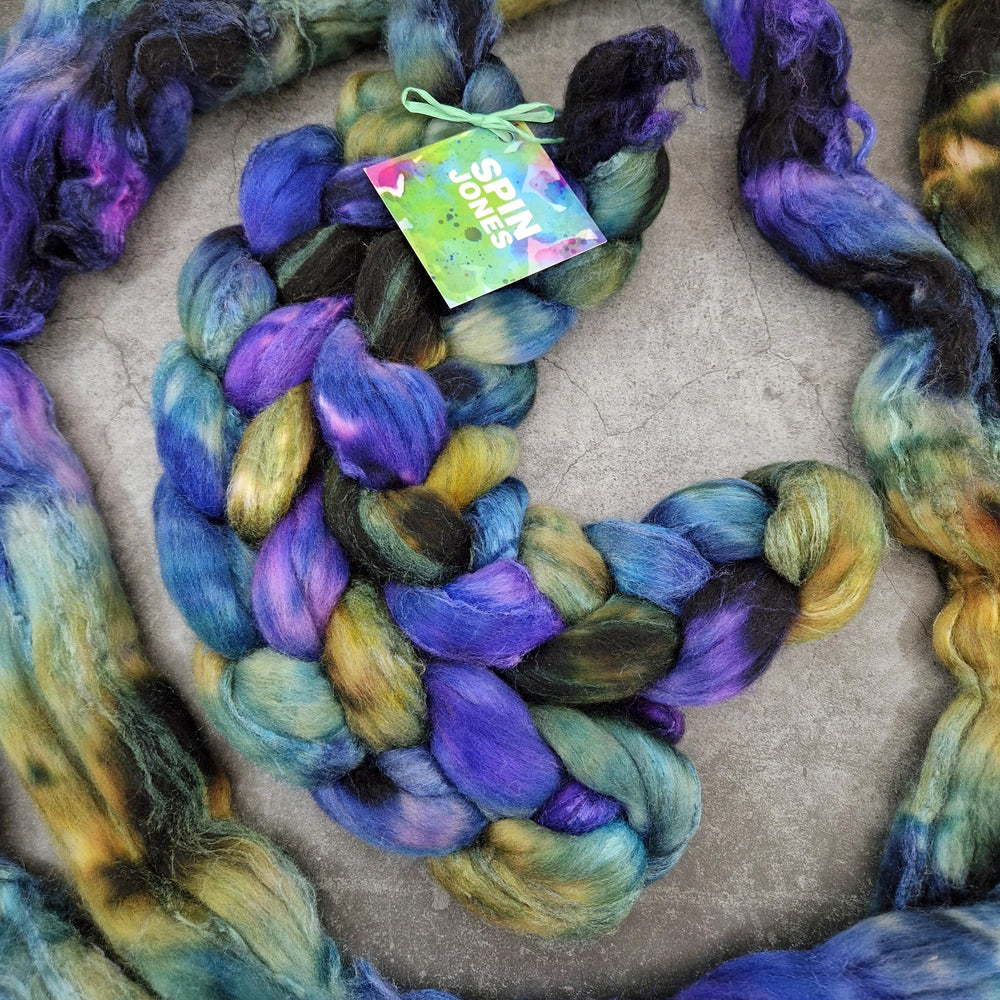 Merino and tussah silk wool top - Hand dyed - 100g (3.5oz) - ARCANA