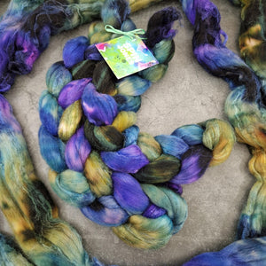 Merino and tussah silk wool top - Hand dyed - 100g (3.5oz) - ARCANA