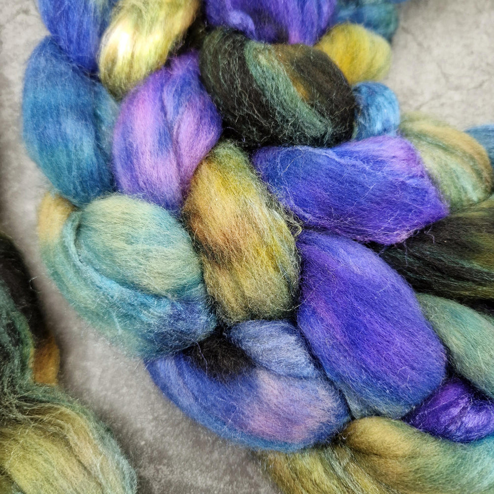 Merino and tussah silk wool top - Hand dyed - 100g (3.5oz) - ARCANA