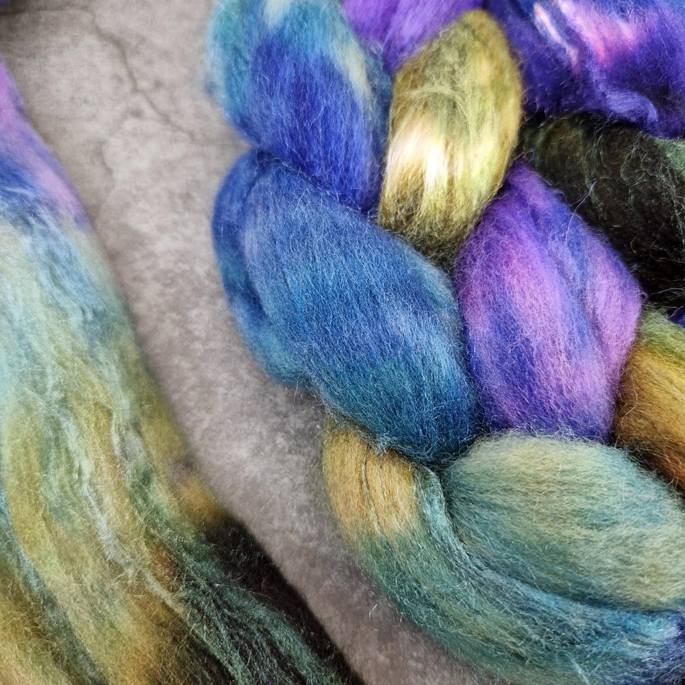 Merino and tussah silk wool top - Hand dyed - 100g (3.5oz) - ARCANA