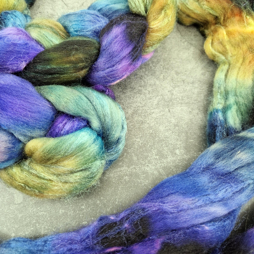 Merino and tussah silk wool top - Hand dyed - 100g (3.5oz) - ARCANA