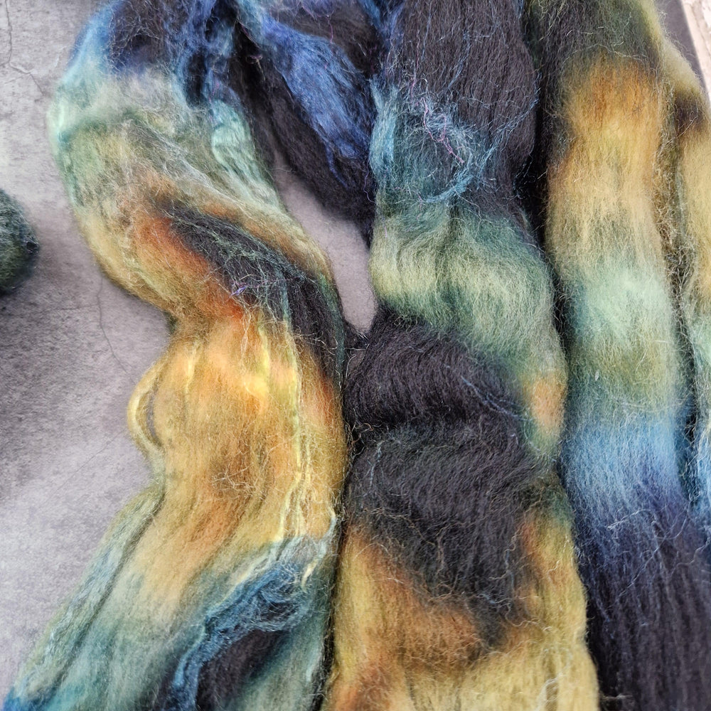 Merino and tussah silk wool top - Hand dyed - 100g (3.5oz) - ARCANA