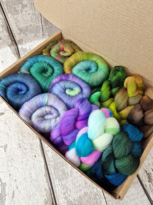 A selection of mini sized fibres. BATT AND BRAID box #6