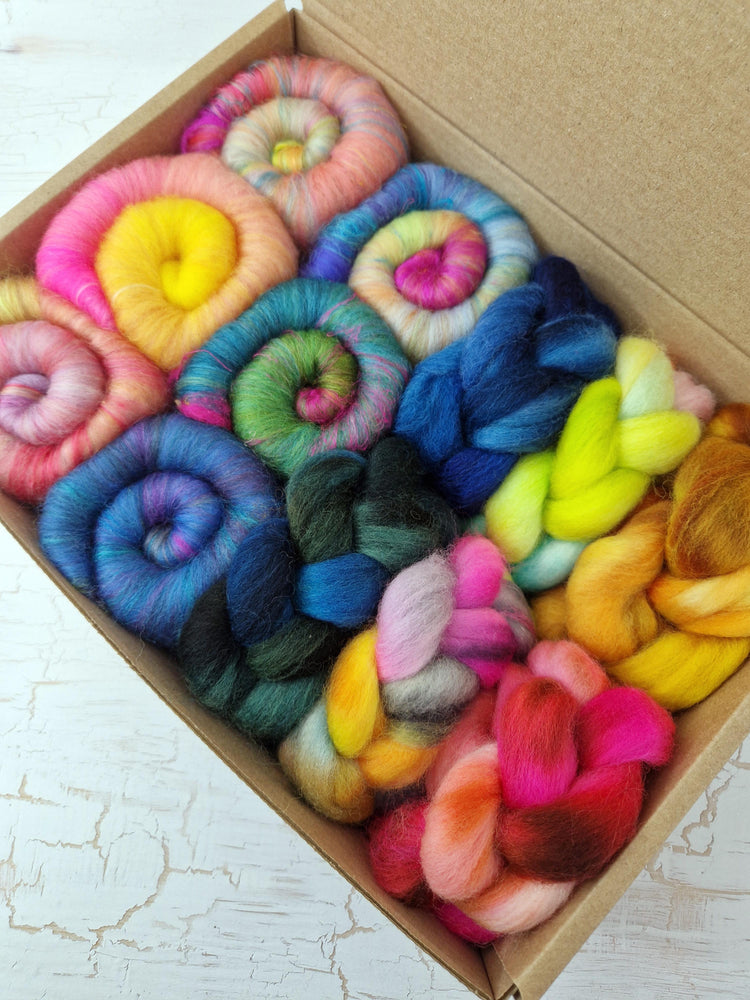 A selection of mini sized fibres. BATT AND BRAID box #7