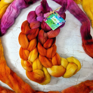 Cormo wool top - Hand dyed - 100g (3.5oz) - COWBOY SUNSET