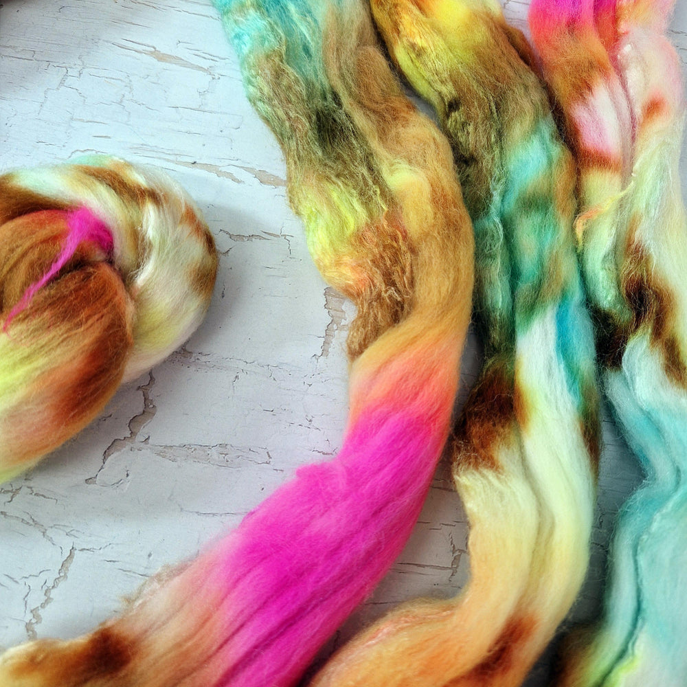 Merino and tussah silk wool top - Hand dyed - 100g (3.5oz) - SURF SHACK