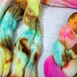 Merino and tussah silk wool top - Hand dyed - 100g (3.5oz) - SURF SHACK