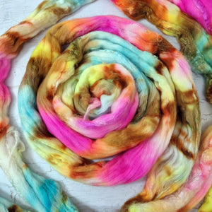 Merino and tussah silk wool top - Hand dyed - 100g (3.5oz) - SURF SHACK