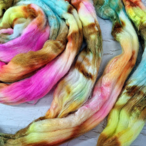 Merino and tussah silk wool top - Hand dyed - 100g (3.5oz) - SURF SHACK