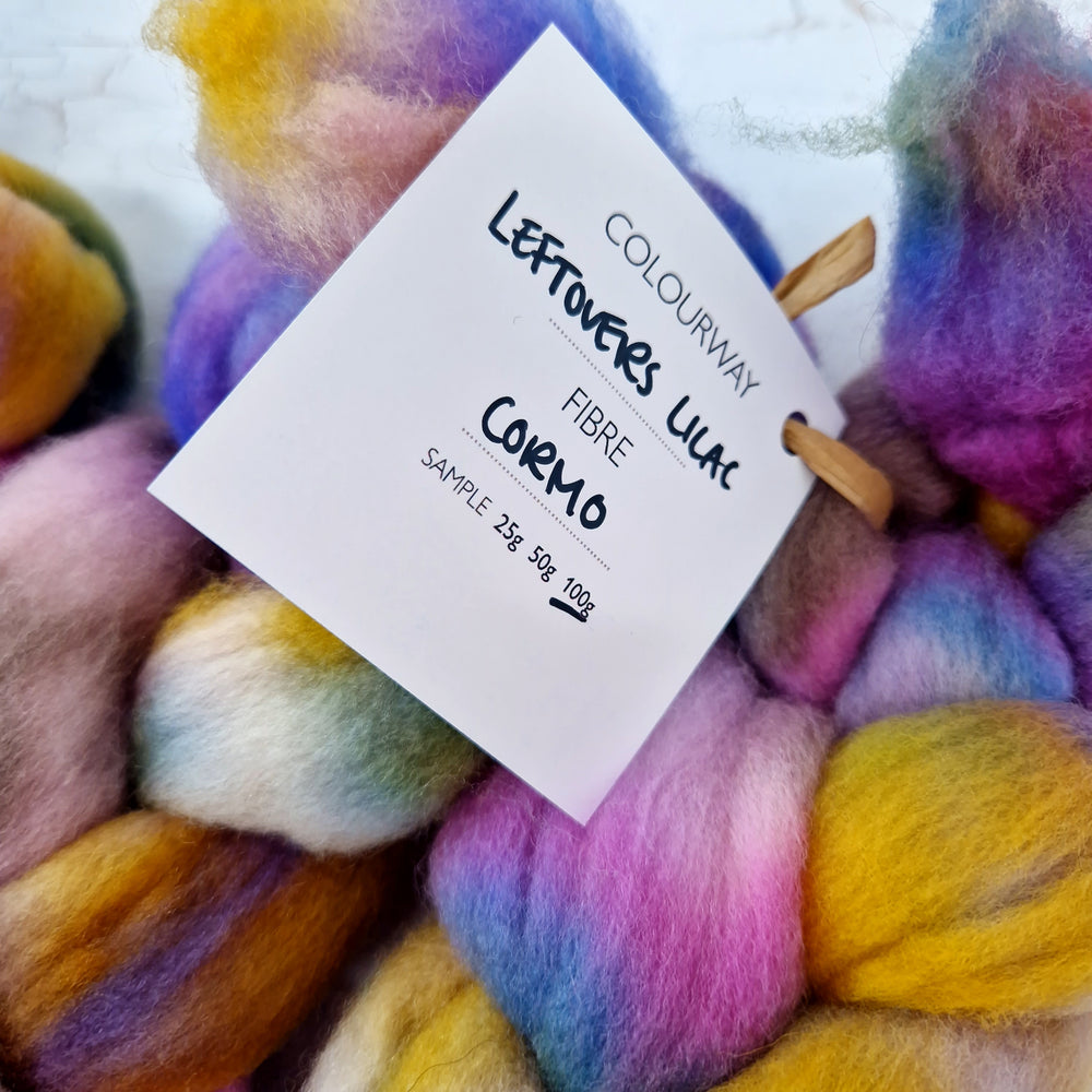 Cormo roving - Hand dyed - 100g (3.5oz) - LEFTOVERS MUDDY LILAC