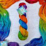 Hand dyed Corriedale sock yarn - Untreated (non-sw) - 4ply fingering 400m 100g RAINBOW