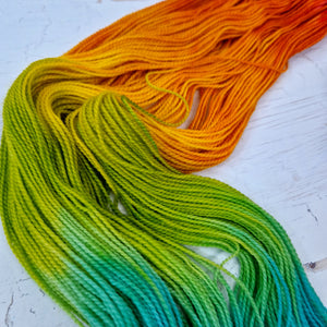 Hand dyed Corriedale sock yarn - Untreated (non-sw) - 4ply fingering 400m 100g RAINBOW