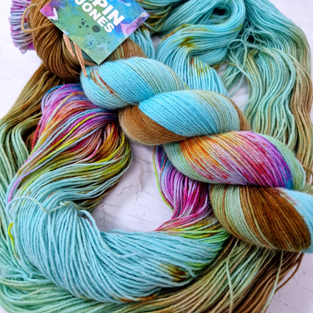 Hand dyed SW Bluefaced Leicester sock yarn - 4ply fingering 100g 400m CAMPERVAN