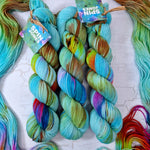 Hand dyed Corriedale sock yarn - Untreated (non-sw) - 4ply fingering 400m 100g CAMPERVAN