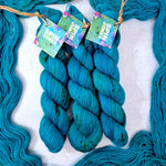 Hand dyed SW Bluefaced Leicester sock yarn - 4ply fingering 100g 400m AQUATIC