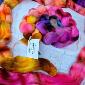 Hand dyed Punta Arenas for spinning 100g (3.5 oz) - LEFTOVERS #3