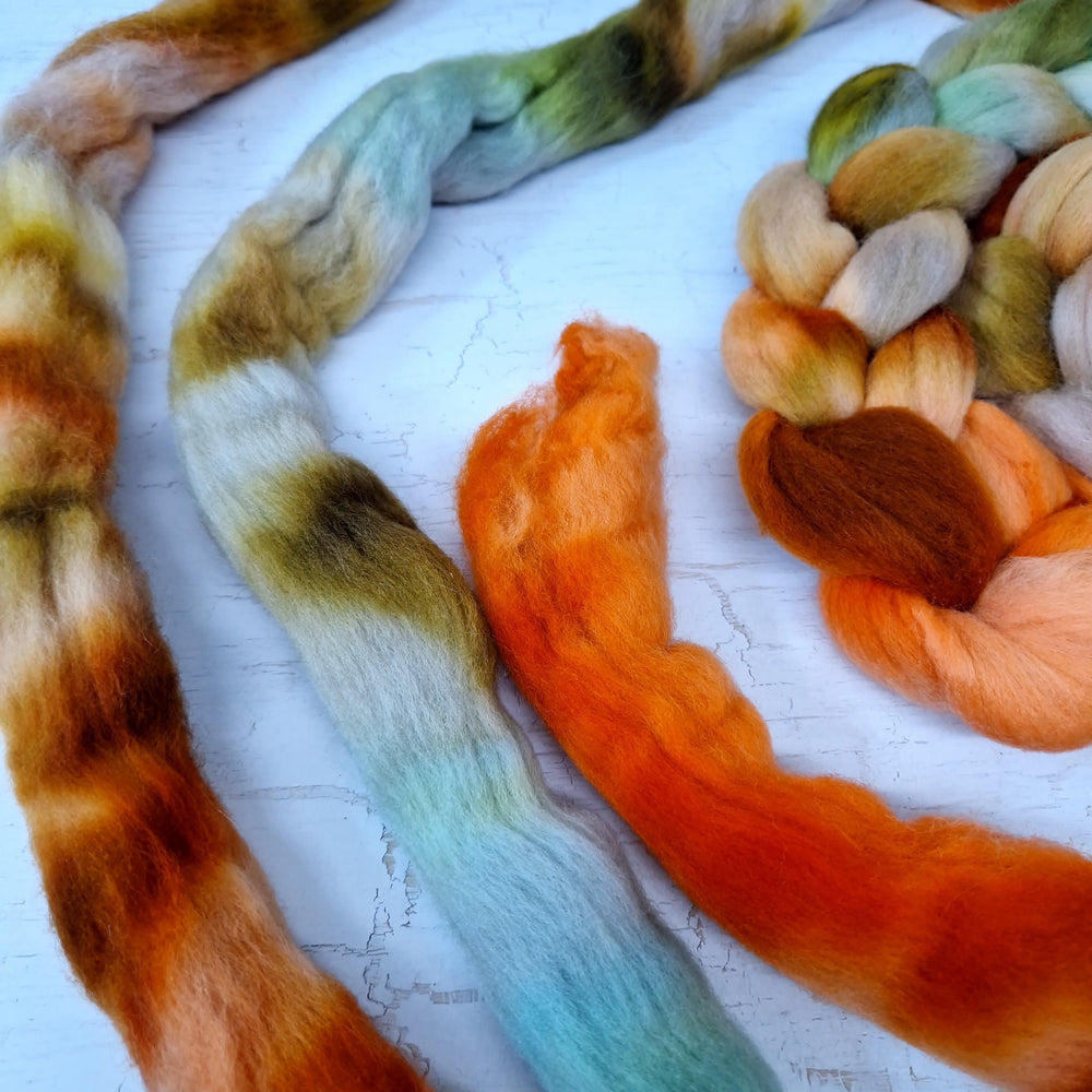 Hand dyed Punta Arenas for spinning 100g (3.5 oz) - LEFTOVERS #5