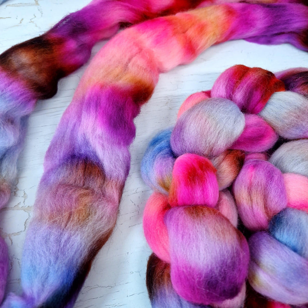 Hand dyed Punta Arenas for spinning 100g (3.5 oz) - LEFTOVERS #6